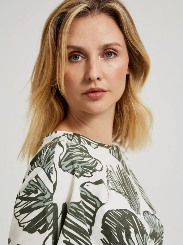 Moodo Zöld blúz trópusi mintával Moodo