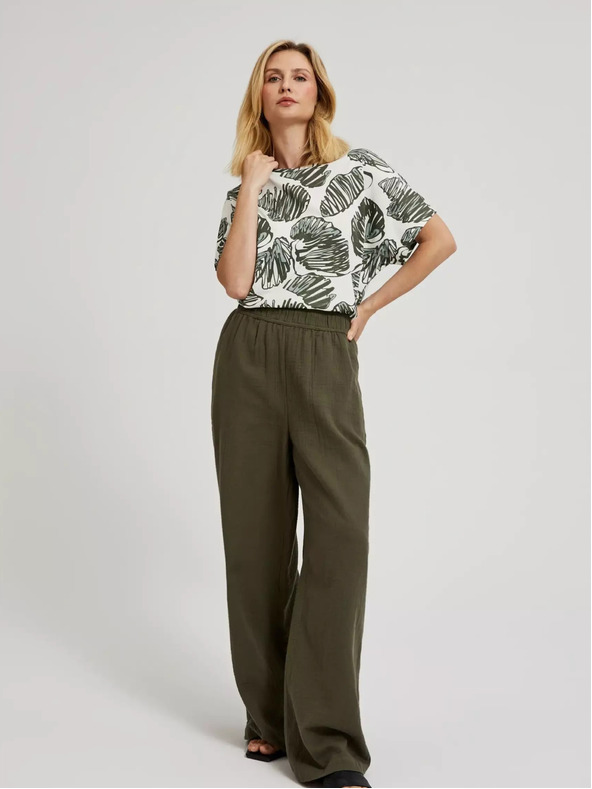 Moodo Zöld blúz trópusi mintával Moodo