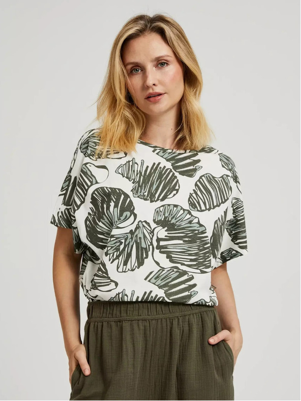Moodo Zöld blúz trópusi mintával Moodo