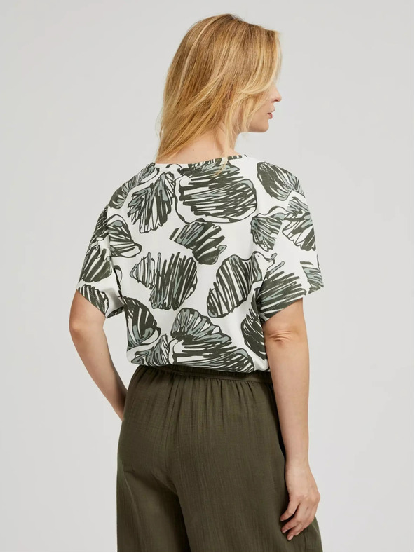 Moodo Zöld blúz trópusi mintával Moodo