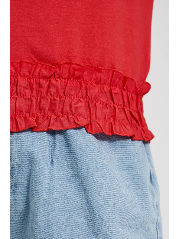 Moodo Piros V-nyakú blúz elasztikus derékkal Moodo