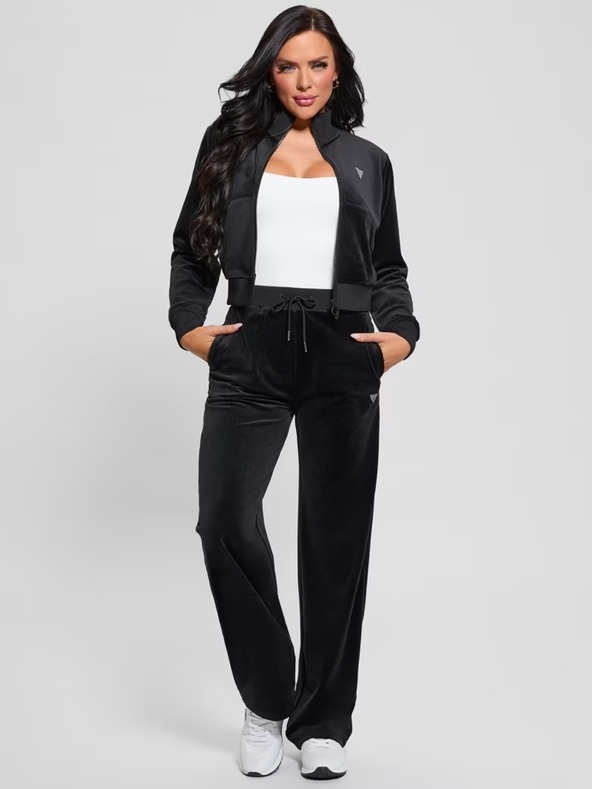 Guess Jeans Guess jeans fekete bársony egyenes szabású női nadrág