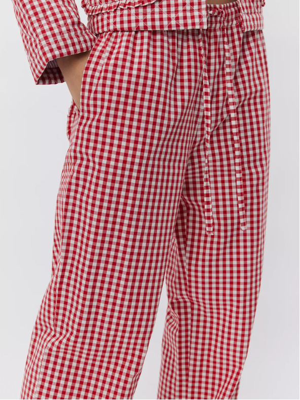 Sofie Schnoor Fehér és piros női kockás nadrág Sofie Schnoor