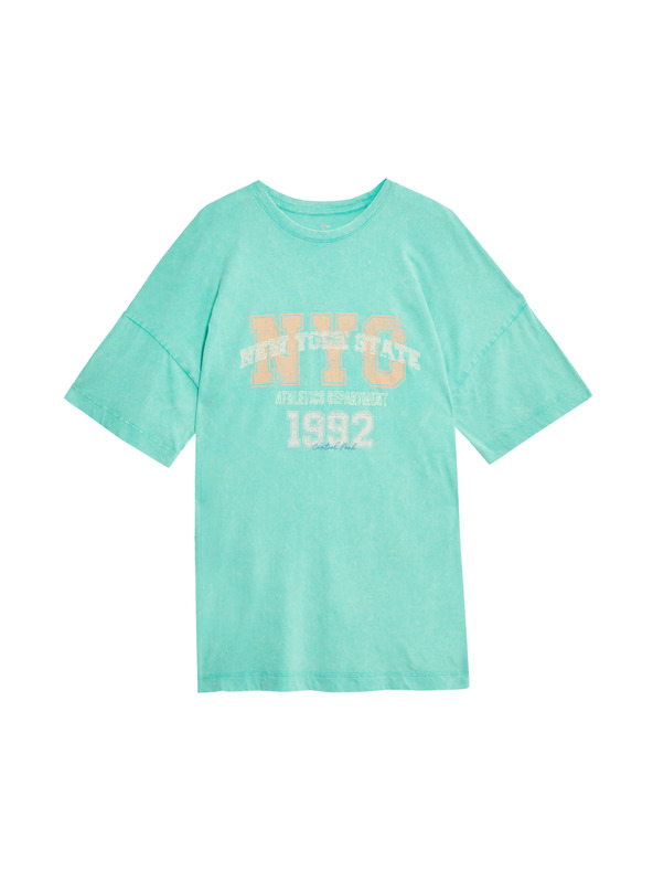 Marks & Spencer Túlméretezett póló felirattal, tiszta pamut Marks & Spencer zöld