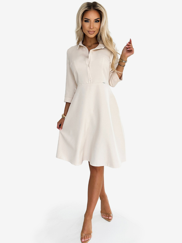 numoco Folyékony ingruha övvel - bézs Numoco SANDY