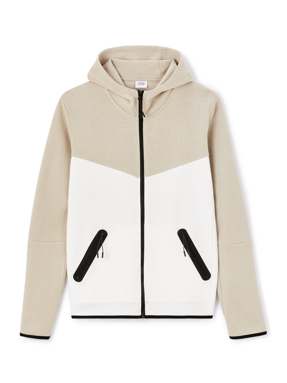 Celio Bézs férfi cipzáras kapucnis pulóver Celio Lenewyoke