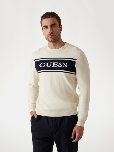 Guess Jeans Férfi fehér csíkos pulóver Guess jeans