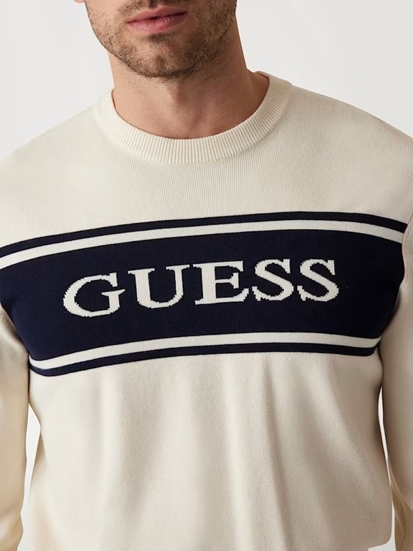 Guess Jeans Férfi fehér csíkos pulóver Guess jeans