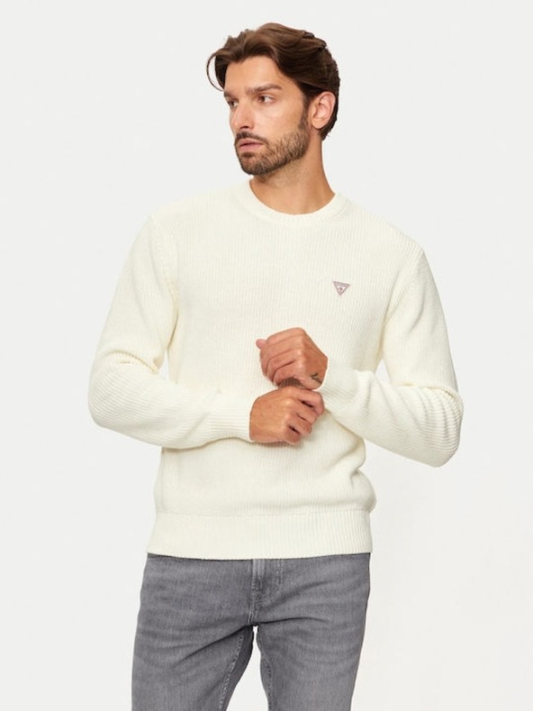 Guess Jeans Férfi ecru pulóver z3hm1 Guess jeans