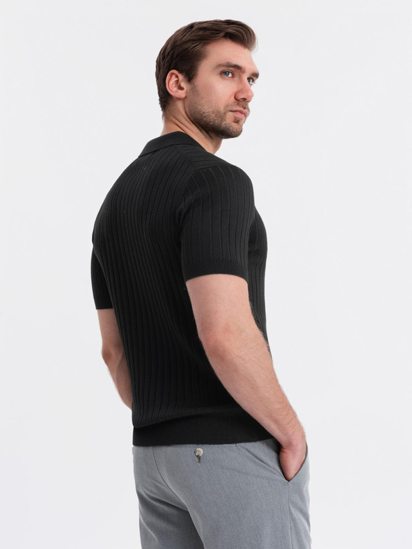 Ombre Clothing Férfi slim fit viszkóz póló függőleges csíkokkal Ombre Clothing