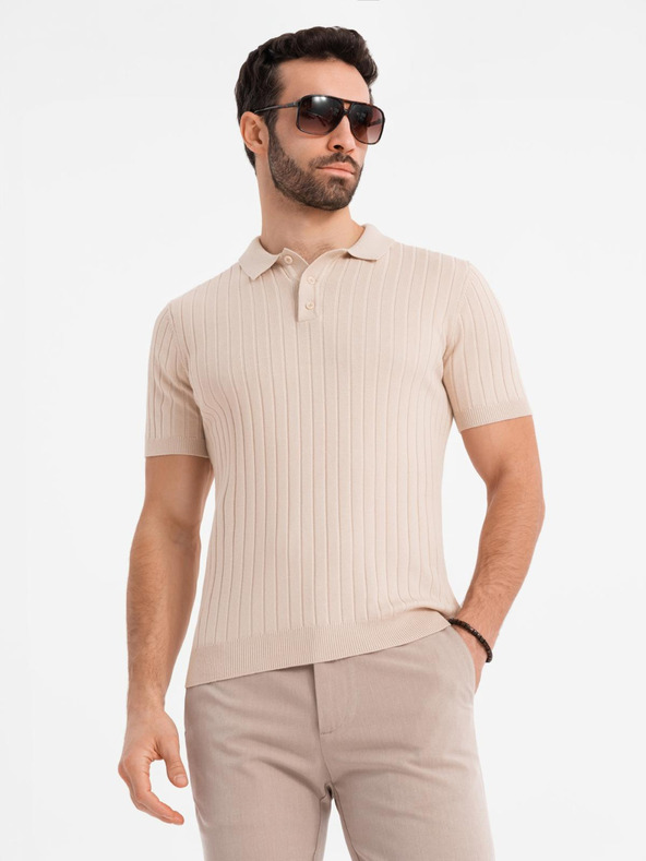 Ombre Clothing Férfi slim fit viszkóz póló függőleges csíkokkal Ombre Clothing