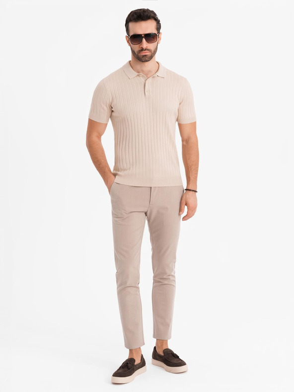 Ombre Clothing Férfi slim fit viszkóz póló függőleges csíkokkal Ombre Clothing
