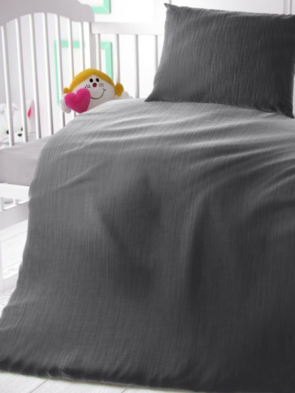 Kvalitex Muszlin ágyneműhuzat gyermekágyba sötétszürke Kvalitex