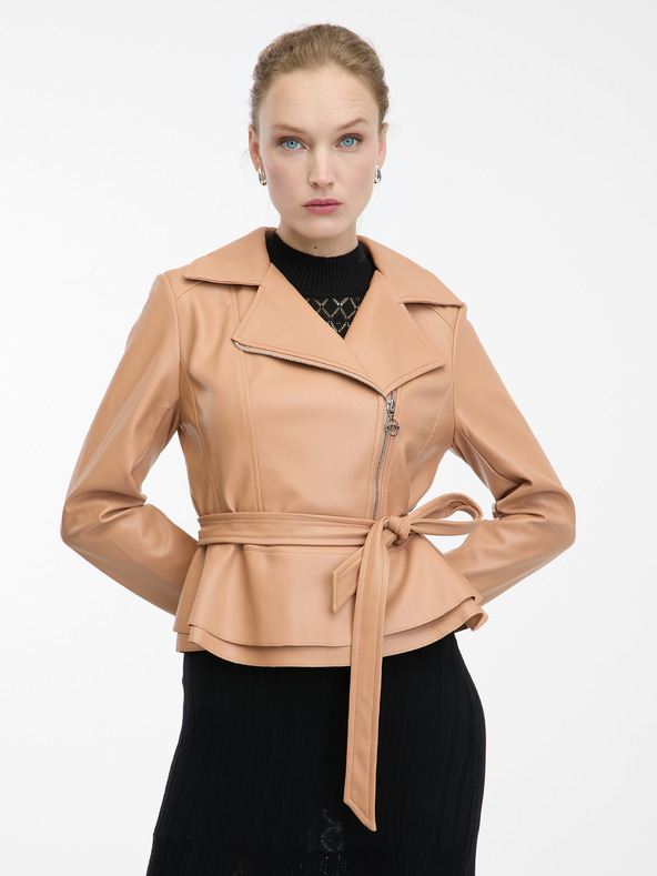 Orsay Világosbarna női bőrkabát ORSAY