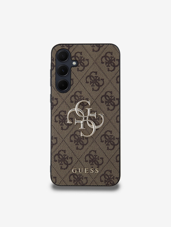 Guess Guess PU 4G Fém Logós Hátlap Samsung Galaxy A35 5G-hez Barna