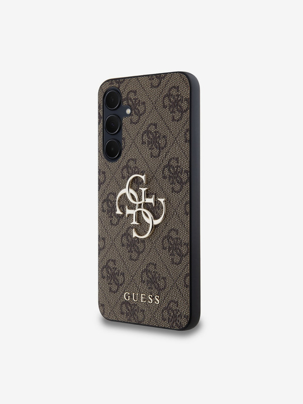 Guess Guess PU 4G Fém Logós Hátlap Samsung Galaxy A35 5G-hez Barna
