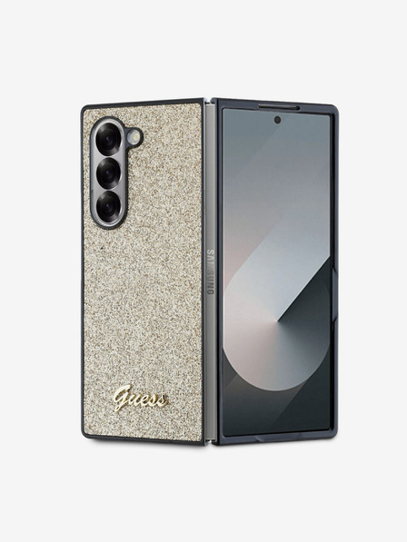 Guess Guess PC/TPU Csillogó Pehely Fém Logós Hátlap Samsung Galaxy Z Fold 6-hoz Arany