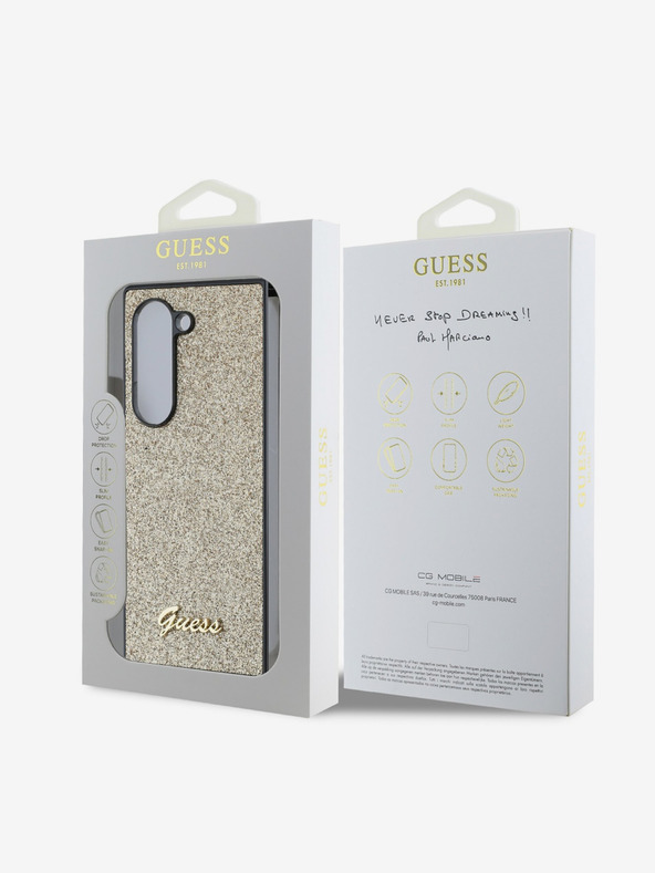 Guess Guess PC/TPU Csillogó Pehely Fém Logós Hátlap Samsung Galaxy Z Fold 6-hoz Arany