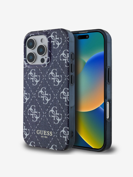 Guess Guess IML Farmer Hatású MagSafe Hátlap iPhone 16 Pro Max-hoz Sötétkék