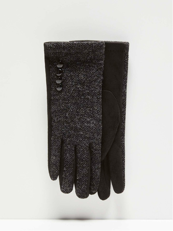 Moodo Fekete női kesztyű díszgombokkal Moodo