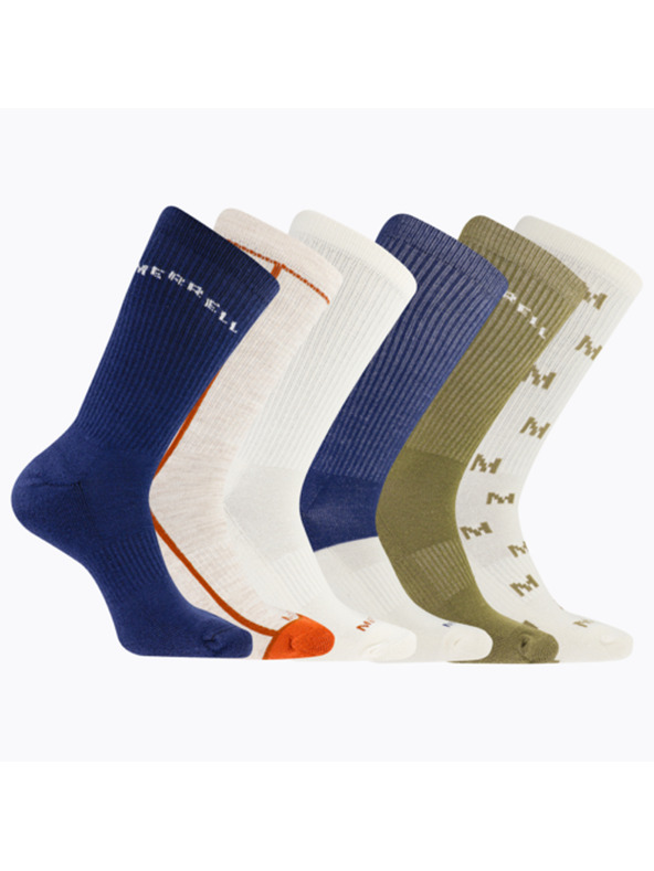 Merrell merrell zokni MEA33694C6B2 NVAST ÚJRAHASZNOSÍTOTT PÁRNÁZOTT CREW (6 csomag) sötétkék vegyes S/M MERRELL ZOKNI