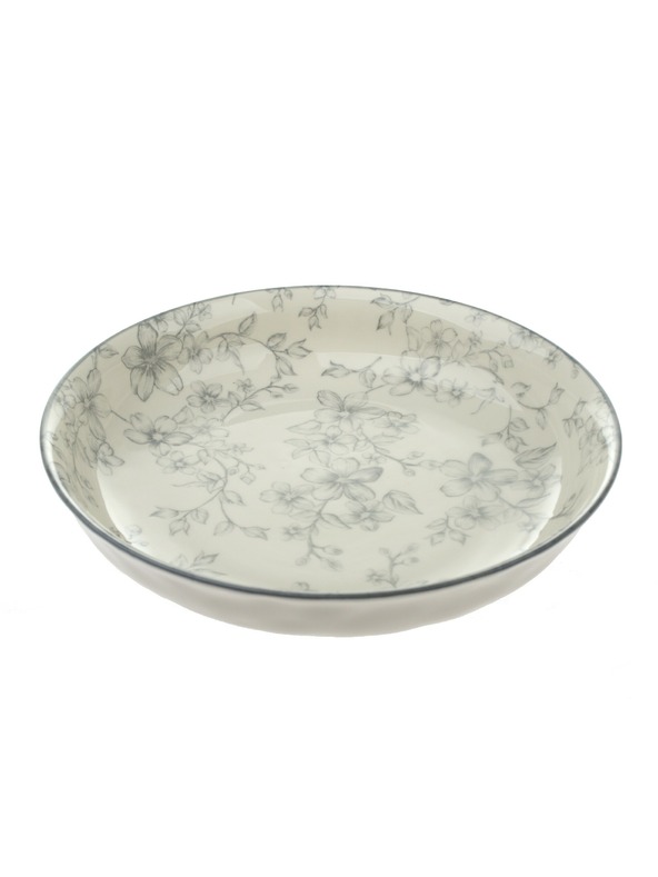 Casa de Engel Kerámia mély tányér Ø 20cm - szürke virágok, 6/24