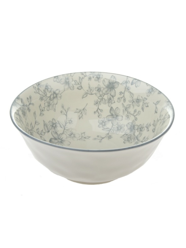 Casa de Engel Kerámia tál Ø 20cm - szürke virágok, 4/8