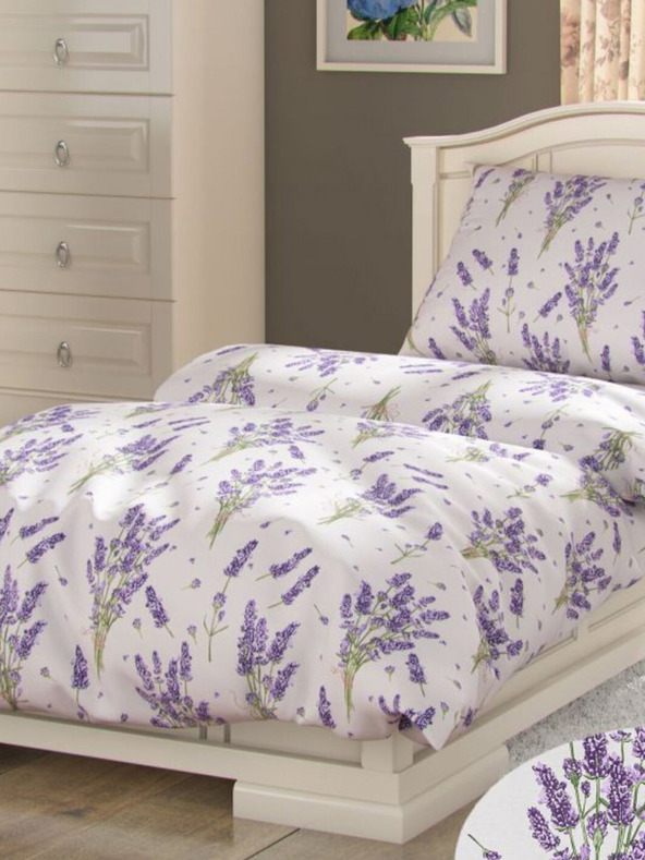 Kvalitex Hosszított pamut ágynemű PROVENCE COLLECTION 140x220, 70x90cm LEVANDULE lila Kvalitex