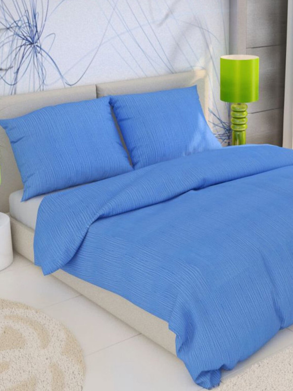 Kvalitex Francia hosszított krepp ágynemű 240x220, 70x90cm kék Kvalitex