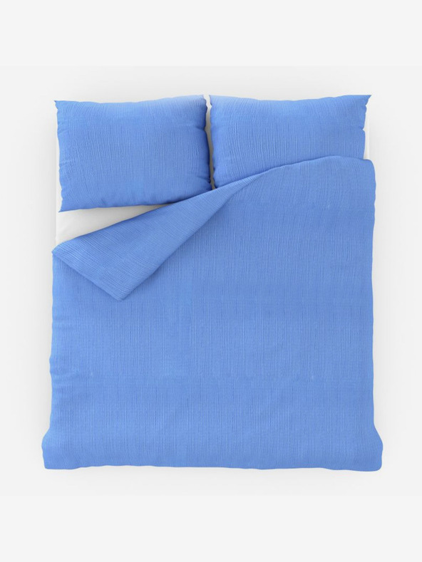 Kvalitex Francia hosszított krepp ágynemű 240x220, 70x90cm kék Kvalitex