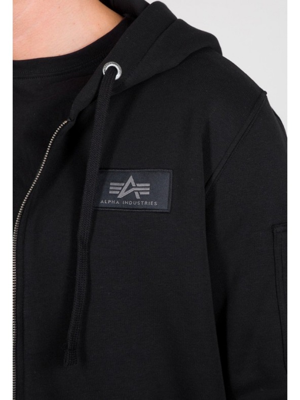 Alpha Industries Férfi fekete kapucnis cipzáras pulóver Alpha Industries Back Print Zip Black