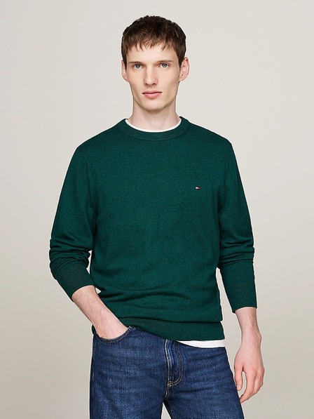 Tommy Hilfiger Férfi zöld pulóver Ornamental Green Heather Tommy Hilfiger