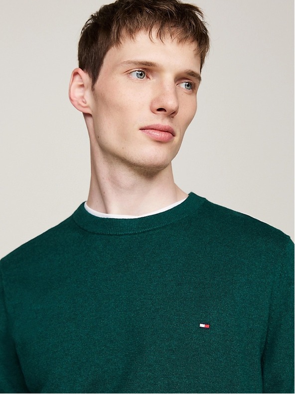 Tommy Hilfiger Férfi zöld pulóver Ornamental Green Heather Tommy Hilfiger