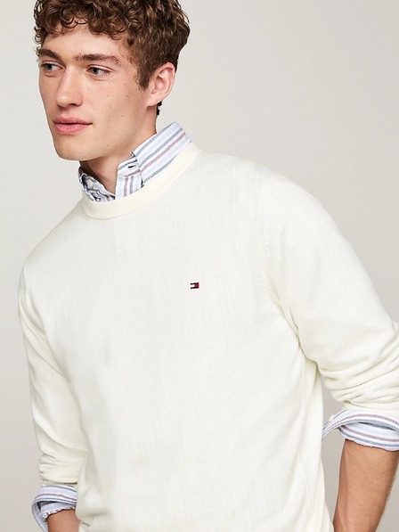 Tommy Hilfiger Férfi fehér pulóver Ivory Tommy Hilfiger