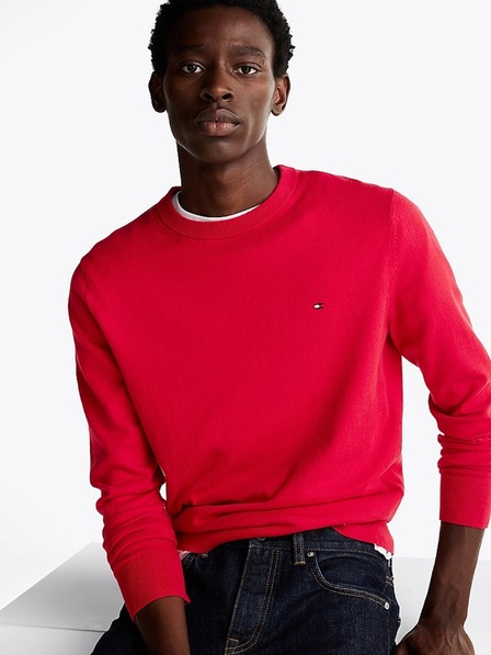 Tommy Hilfiger Férfi piros pulóver Primary Red Tommy Hilfiger