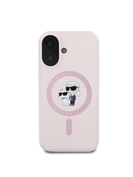 Karl Lagerfeld Karl Lagerfeld folyékony szilikon Karl and Choupette MagSafe hátlap iPhone 16-hoz rózsaszín