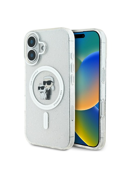 Karl Lagerfeld Karl Lagerfeld IML Csillogó Karl and Choupette MagSafe hátlap iPhone 16-hoz átlátszó