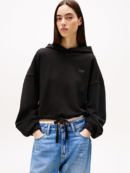 Tommy Jeans Fekete crop pulóver 20314 Tommy Jeans