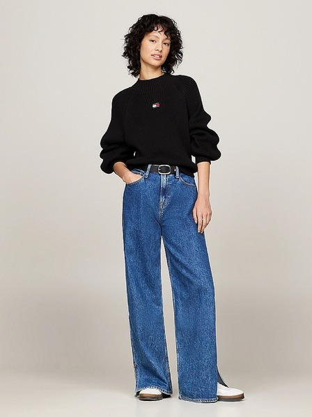 Tommy Jeans Fekete női pulóver Tommy Jeans Badge Rib-Knit Black