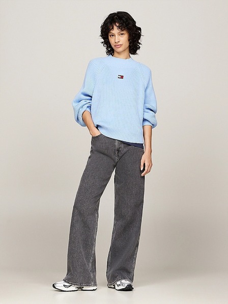 Tommy Jeans Világoskék női pulóver Tommy Jeans Badge Rib-Knit Vessel Blue