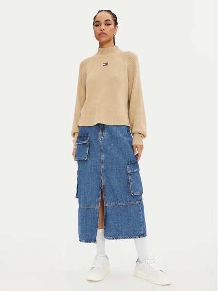 Tommy Jeans Bézs női pulóver Tommy Jeans Badge Rib-Knit Gentle Gold