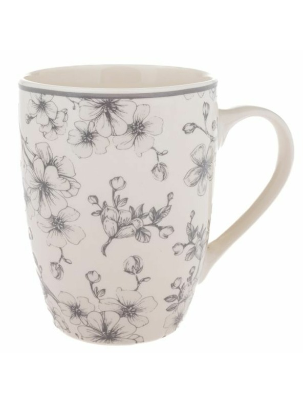 Casa de Engel Kerámia bögre 300ml - szürke virágok, 6/36