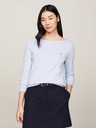Tommy Hilfiger Tommy Hilfiger könnyű kötött női pulóver csónaknyakkal, világoskék