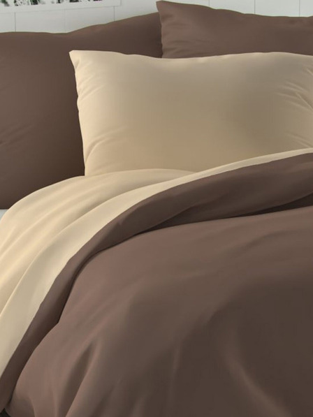 Kvalitex Szatén ágynemű LUXURY COLLECTION 140x200, 70x90cm sötétbarna / bézs