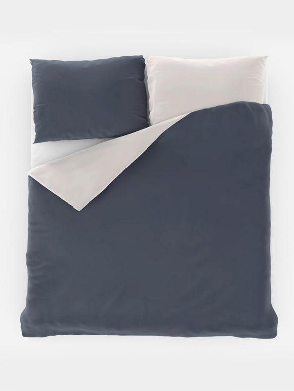 Kvalitex Szatén francia ágynemű LUXURY COLLECTION 1+2, 200x200, 70x90cm sötétszürke / fehér