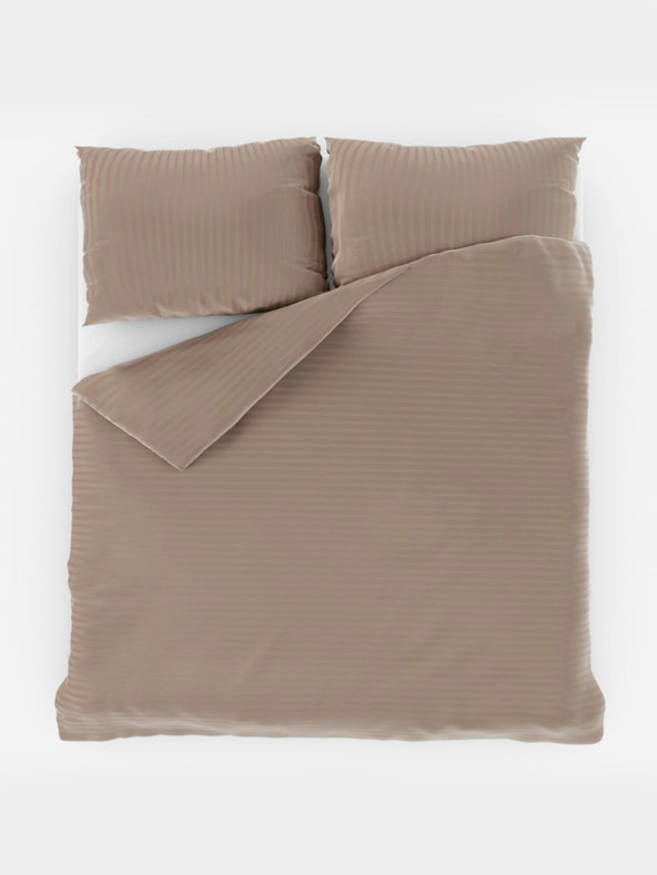 Kvalitex Szatén hosszabbított csíkos ágyneműhuzat 140x220, 70x90cm bézs Kvalitex