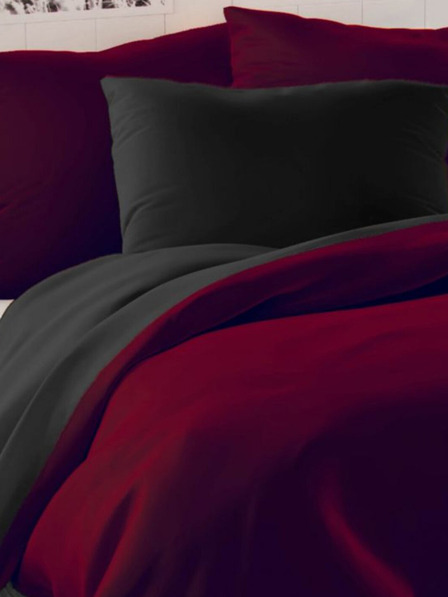 Kvalitex Szatén francia ágynemű LUXURY COLLECTION 1+2, 240x200, 70x90cm bordó / fekete Kvalitex