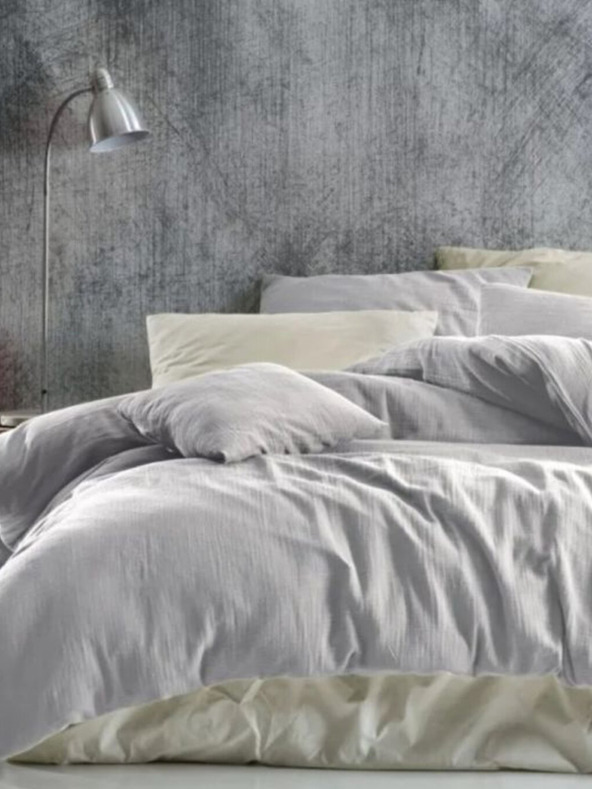 Kvalitex Francia muszlin ágynemű 200x200, 70x90cm világosszürke Kvalitex