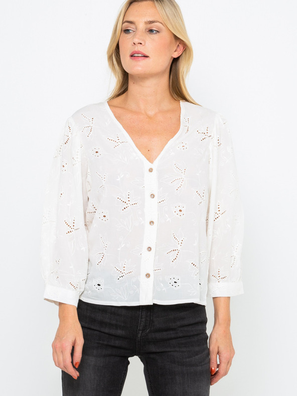 CAMAIEU Fehér romantikus blúz