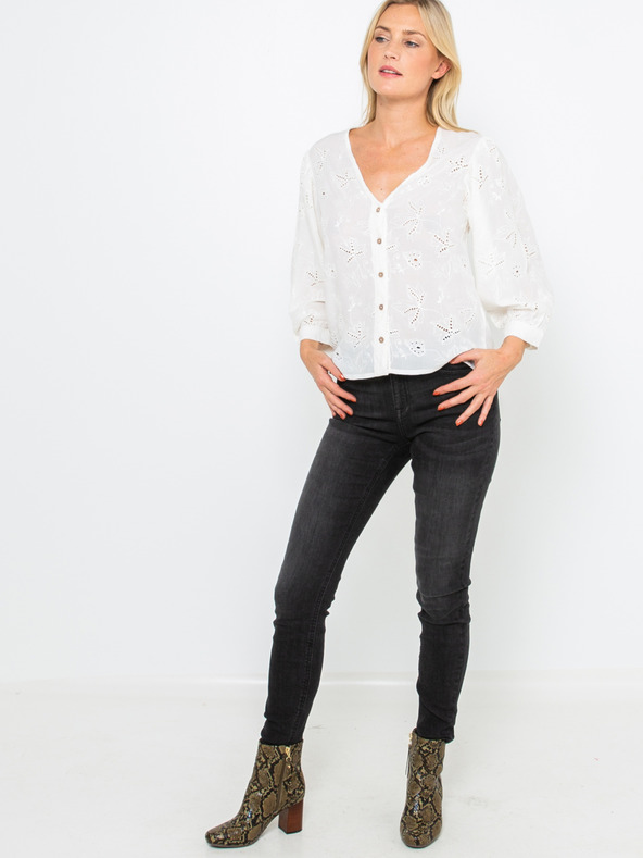 CAMAIEU Fehér romantikus blúz